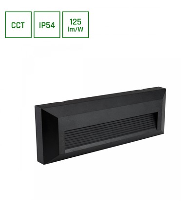 6W Encanta Asymmetric CCT wandlamp - IP54, zwart, 750lm, 3 lichtkleuren, gevel/buiten