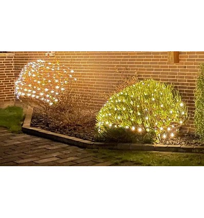 2 x 1,5 m warm wit LED kerstlichtnet - 160 LED, geheugenfunctie, IP44 buiten, 230V
