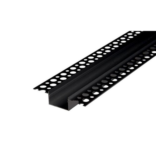 Aluminium profiel 50x20 voor inbouw - 1 meter, zwart, inclusief zwarte afdekking