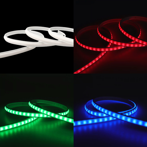 5m 9W/m RGB CLIP-ON LED-strip - 230V, IP65 waterdicht, witte cover, 60 LED