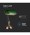 V-Tac Klassieke bureaulamp - Groen glas, 1,5 meter snoer, E27 fitting, zonder lichtbron max. 60W