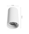 GU10 opbouwspot - Wit, Ø5,5cm, hoogte 10cm, aluminium, IP20 binnen, zonder lichtbron
