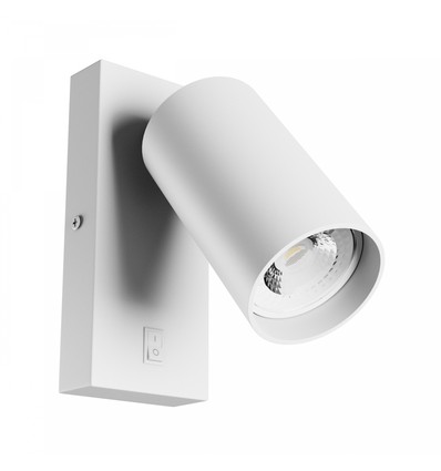 GU10 wandlamp met schakelaar - Ø5,5 x 100cm, verstelbare kop, wit, binnen