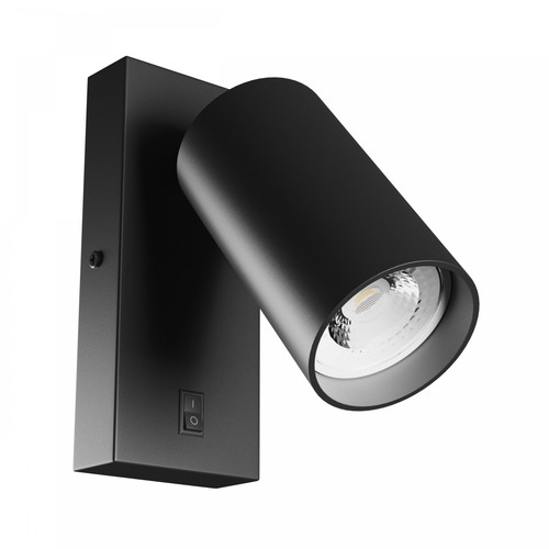 GU10 Wandlamp met schakelaar - IP20, Ø5,5cm, 5,5x10cm, Zwart, Rond, Zonder lichtbron