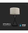 V-Tac moderne design tafellamp - Wit/zwart, 1,5 meter snoer, E27 fitting, zonder lichtbron