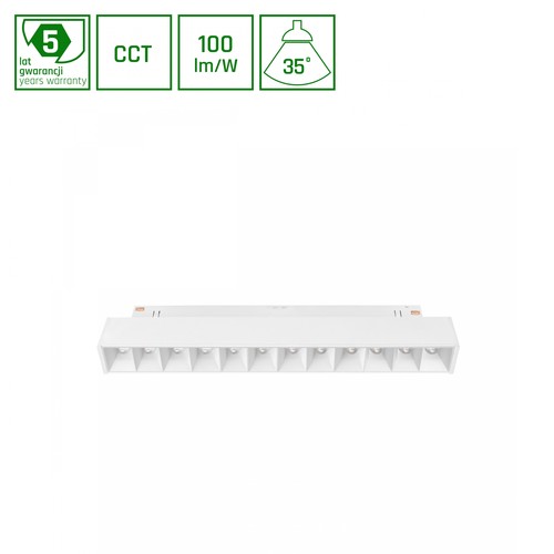 12W GRID S spanningsrail spot voor System Shift 48V - 48V, CCT, RA90, UGR19, 35-40°, 5 jaar garantie