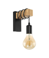 EGLO Townshend wandlamp voor E27 in zwart / hout
