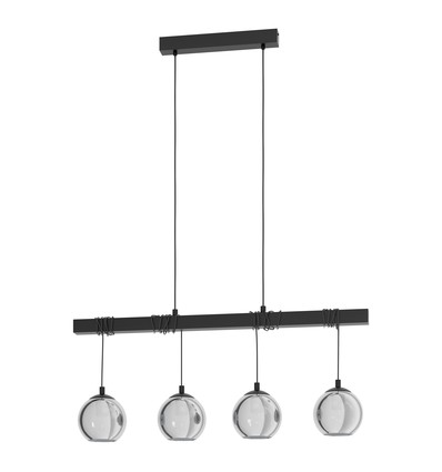 Outlet: EGLO Argallo hanglamp voor 4xE27 in glas/zwart