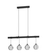 Outlet: EGLO Argallo hanglamp voor 4xE27 in glas/zwart