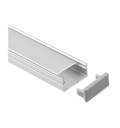 Aluminium profiel 18x8 voor IP65 en IP68 LED-strip - 1 meter, inclusief melkachtig wit cover, clips en eindstukken