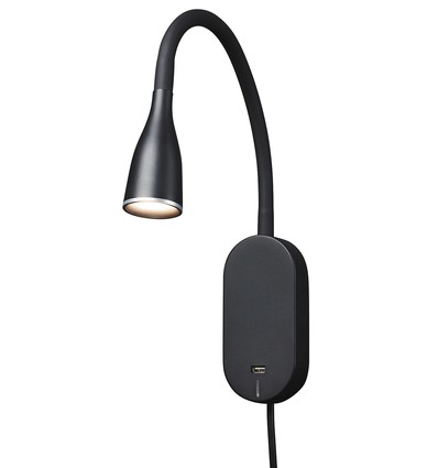 EYE LED Wandlamp met USB en Touch dimmer, 5W, Nielsen Light - zwart
