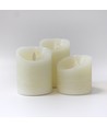 LED Stompkaarsen Ø10cm, 3 stuks, bewegende vlam, wit - Incl. afstandsbediening en timer, 10/12,5/15cm hoog, echte was