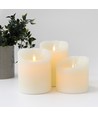 LED Stompkaarsen Ø10cm, 3 stuks, bewegende vlam, wit - Incl. afstandsbediening en timer, 10/12,5/15cm hoog, echte was