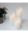 LED kaarsen XL, 3 st, Ø10cm, 17,5/22,5/30cm, bewegende vlam, wit
