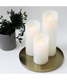 LED Kaarsen XL, 3 stuks, Ø10cm, 17,5/22,5/30cm, bewegende vlam, wit - Incl. afstandsbediening en timer, echte was