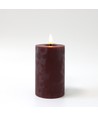 LED Kaars 12,5cm, smelt-look, vlameffect - Ø7,5cm, afstandsbediening, echte was, bordeauxrood
