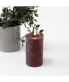 LED Kaars 12,5cm, smelt-look, vlameffect - Ø7,5cm, afstandsbediening, echte was, bordeauxrood