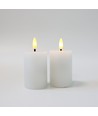LED Blokkaarsen, 2 stuks, vlam effect, wit - 7,5 cm hoog, Ø5 cm, werkt met afstandsbediening, echte was