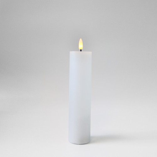 LED stompkaars 20cm, vlameffect, wit - Ø5cm, afstandsbediening, timer, echte was