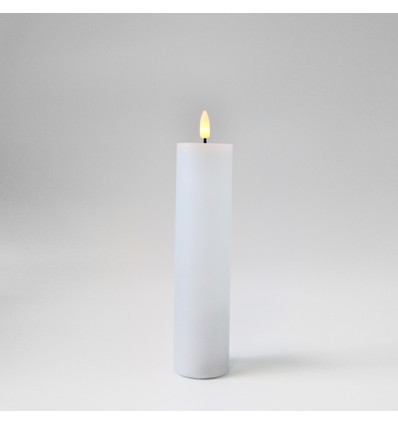 LED stompkaars 20cm, vlameffect, wit - Ø5cm, afstandsbediening, timer, echte was