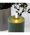 LED kaars 10cm, smelt-look, vlam-effect - Ø7,5cm, groen