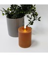 LED kaars 10cm, smelt-look, vlam-effect - Ø7,5cm, bruin