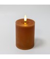 LED kaars 10cm, smelt-look, vlam-effect - Ø7,5cm, bruin