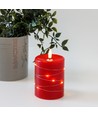 LED kaars met lichtsnoer, 10cm, vlam-effect - Ø7,5cm, rood