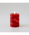 LED Kaars met lichtsnoer, 10cm, vlameffect - Ø7,5cm, afstandsbediening, echte was, rood