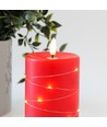 LED kaars met lichtsnoer, 12,5cm, vlam-effect - Ø7,5cm, rood