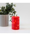 LED Kaars met lichtsnoer, 12,5cm, vlameffect - Ø7,5cm, afstandsbediening, echte was, rood
