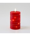 LED kaars met lichtsnoer, 12,5cm, vlam-effect - Ø7,5cm, rood