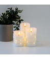 LED stompkaarsen set van 3 met lichtsnoer, vlameffect - Ø7,5cm, 10/12,5/15cm, afstandsbediening, timer, echte was