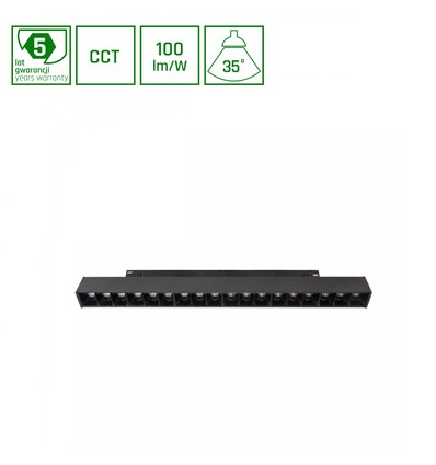 17W System Shift magnetische railspot, 48V - CCT, 100lm/W, 2700-4000K, 5 jaar garantie