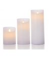 LED Stompkaarsen, 3 stuks, Ø7,5cm, bewegende vlam, wit - Incl. afstandsbediening en timer, 10/15/20cm hoog, echte was