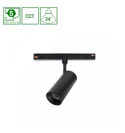 6W System Shift Spot S railspot voor 48V - RA90, 24°, zwart, CCT, 5 jaar garantie