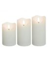 Set van 3 LED kaarsen 10cm, vlam-effect, wit - Ø7,5cm