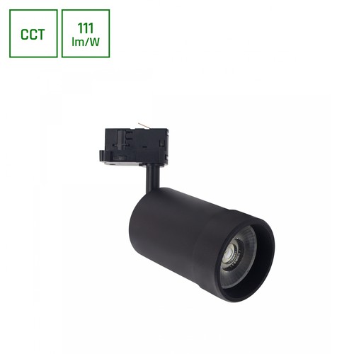 20W PAVA BASIC 3-fase railspot - Instelbare CCT, 111lm/W, 20-45°, zwart