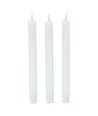 3-pak witte LED kaarsen, vlameffect - Ø2,2cm, Hoogte: 24,5cm, kroonkaarsen, incl. afstandsbediening, timer
