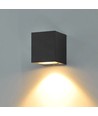 3W wandlamp - IP65, zwart, vierkant, binnen / buiten, incl. lichtbron