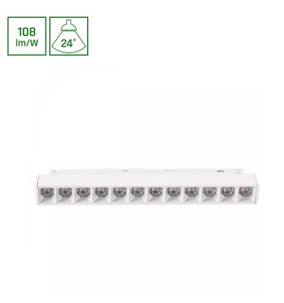 12W SYSTEM SHIFT BASIC GRID S railspot, 48V - 108lm/W, 220x23x42 mm, neutraal wit