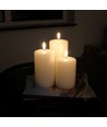 LED Stompkaarsen, 3 stuks, vlameffect, wit - Incl afstandsbediening en timer, 10/12,5/15cm hoog, Ø7,5cm, echte was