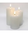 LED Stompkaarsen, 3 stuks, vlameffect, wit - Incl afstandsbediening en timer, 10/12,5/15cm hoog, Ø7,5cm, echte was