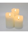 Set van 3 LED kaarsen 10cm, vlam-effect, wit - Ø7,5cm