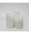 Set van 3 LED kaarsen 10cm, vlam-effect, wit - Ø7,5cm