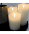 Set van 3 LED kaarsen 10cm, vlam-effect, wit - Ø7,5cm