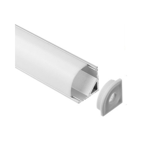 Aluminium hoekprofiel 16x16 voor LED-strip - 1 meter, inclusief melkachtig wit cover, clips en eindstukken