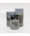LED kaarsen in rookglas Ø7,5cm, 3 st, bewegende vlam