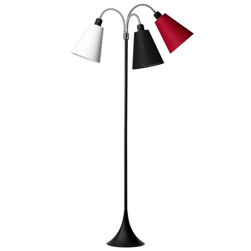 Trafiek Vloerlamp E27 in Zwart met Lampenkappen in Wit/Zwart/Rood - Nielsen Light
