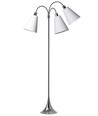Trafiek Vloerlamp E27 in Chroom met 3 Witte Lampenkappen - Nielsen Light